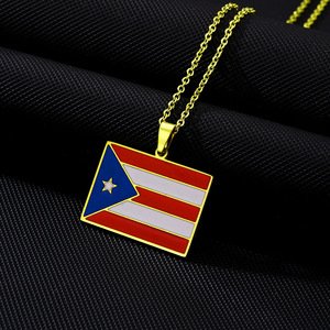 Corazón Puerto Mapa y Color Bandera Colgante Collares Color Oro/Plata Color PR Puerto Ricos Collar - Product Image 3