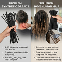 Extensiones de Rastas de Cabello Humano 100% Naturales de Alta Calidad para Trenzas, Crochet y Peinados Protectores