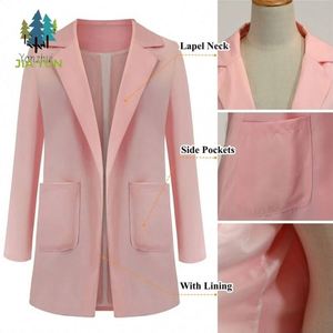 Blazer da donna taglie forti primaverile autunnale con risvolto e tasche, cappotto casual elegante - Product Image 4