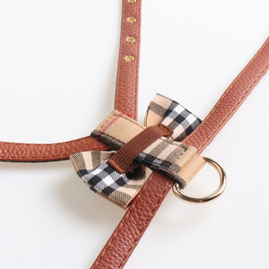 Universelles Geh geschirr für Hunde und Katzen Atmungsaktives PU-Halsband für umwelt freundliche Mode mit personal isierter Leine mit kariertem Knopf muster - Product Image 4