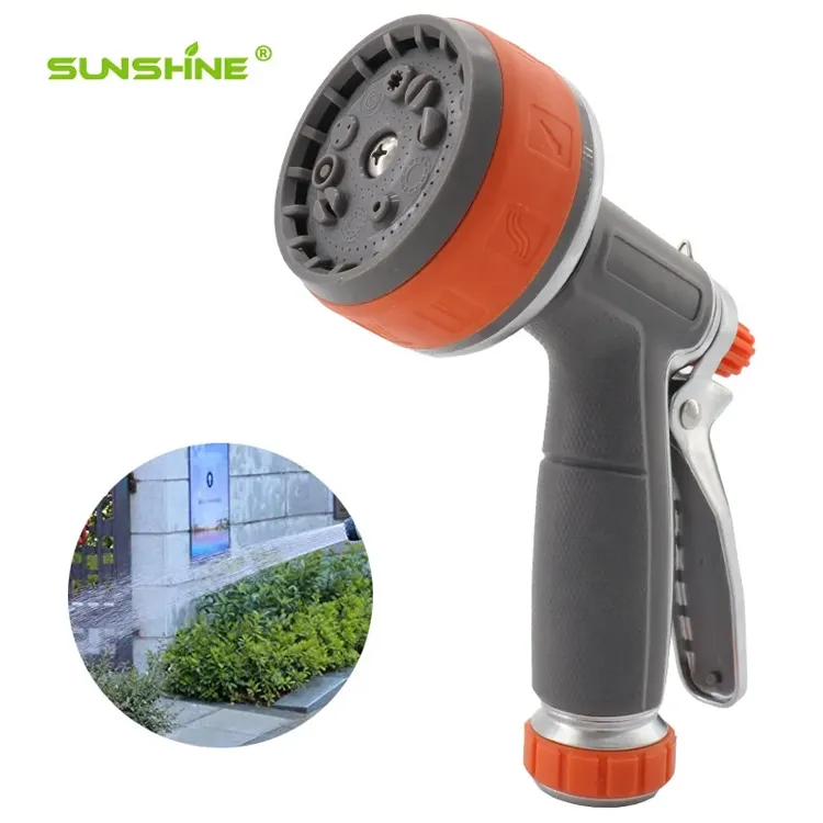 SUNSHINE Novo design com bico de borracha ajustável para jardim, bico de borracha com 10 funções, pistola de água para mangueira, padrões variáveis