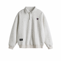 Pulls décontractés pour hommes à col polo, manches longues, avec détails contrastants et patchs, style streetwear, vente en gros pour fournisseurs
