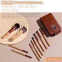 BS-MALL 10-teiliges Make-up-Reise-Pinselset mit individuellem Logo, kleine Größe, synthetische Gesichts-Kosmetikpinsel mit Pinseltasche