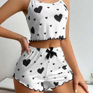 Abbigliamento da Casa per Donne con Stampa a Cuore, Shorts Senza Schienale, Casual e Indossabile come Pigiama - Product Image 3