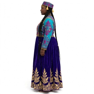 Low MOQ Women's Afghani <b>Dress</b> New Customized Afghan Vintage Velvet Maxi <b>Dress</b> Embroidered Floral <b>Long</b> Sleeve <b>Party</b> <b>A</b>-Line Gown - Product Image 5