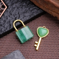 2024 serrure clé Couple pendentif collier ensemble pierre précieuse or concentrique oeil de tigre améthyste cadenas guérison cristal pendentif femmes