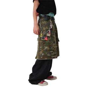 Wholesale Casual High Quality 100% Cotton Washed Black Denim Patchwork Vintage Faded Distressed Camouflage <b>Men's</b> <b>Cargo</b> <b>Pants</b> - Product Image 4
