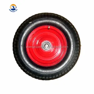Roue en caoutchouc de jante en acier de couleur rouge pour roue de tracteur de brouette 6.50-8