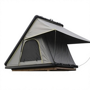 Tente de toit rigide triangulaire en aluminium 210x140cm avec mousse à mémoire de forme de 7cm, toile Oxford 900D imperméable, éclairage annulaire, échelle, pour SUV 4x4 et camping - Product Image 1