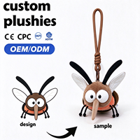 Porte-clés en peluche personnalisés OEM ODM, série insectes aux grands yeux (Moustique, Coccinelle, Libellule, Luciole), pendentifs souples pour sac, conception personnalisée disponible