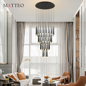 Di lusso di fascia alta grandi lampadari moderni lunghi di cristallo sale dell'hotel illuminazione scala luce di Cilling lampadario a LED - Product Image 6