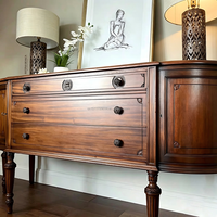 Lemari Bufet Kayu Antik Model Demi Lune Vintage, Kabinet Cherry Antik, Credenza Melengkung, Meja Konsol Shabby Chic