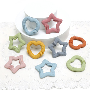 Heart &amp; Star Teether Toy for Babies - Food Grade Baby <strong>Teething</strong> Stick,Anti-Thumb Sucking Chew Toy,Silicone Teether Silicone Teeth - Product Image 2