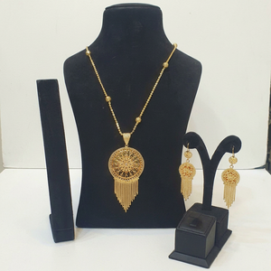 24K Gold Plated Trendy Ball Brass Jewelry <b>Set</b> Classic Tassel Pendant Necklace Earrings Bracelet <b>Ring</b> for <b>Women</b> Wedding Party - Product Image 1