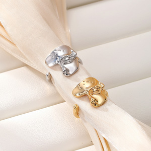 European Style Cross Open <b>Adjustable</b> <b>Ring</b> Silver Gold Geometric Polka Dots Pave Setting Unisex Jewelry Gift - Product Image 1