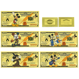 Banconota Moderna in Lamina d'Oro a Tema Topolino e Amici - Carta da Collezione Bifacciale da $<span class=keywords><strong>100</strong></span> per Regali di Natale e Compleanno - Product Image 2