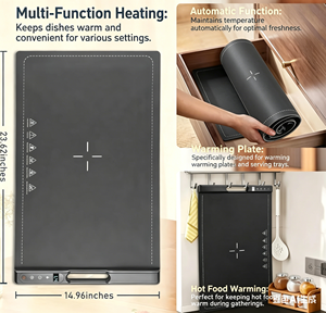 New Trending Factory Supply Warming <strong>Tray</strong> Panel Heater 30-120℃ Temp Control Easy to Clean up Silicone Kitchen Gadget - Product Image 6