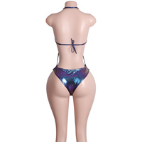 Ensemble de lingerie à bretelles réglables, bikinis, vêtements de club sexy, tenue de performance pour adultes, vêtements de danse de salon, combinaison érotique, imprimé floqué