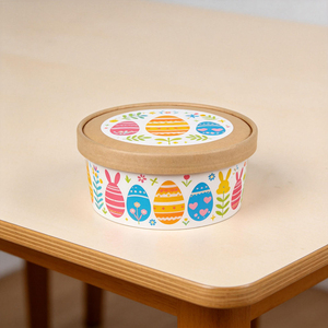 Vente flash - Bols à salade jetables compostables ronds personnalisés en papier kraft blanc et brun, en fibre de bambou, pour emballages à emporter - Product Image 1