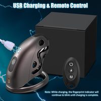 Jaula eléctrica de castidad masculina, jaula para pene con control remoto con 6 intensidades E-Stim, cómodo juguete sexual con bloqueo de bondage para hombres.