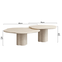 Table basse gigogne de luxe en travertin festonné Dream Home, table centrale moderne en pierre naturelle pour la décoration du salon