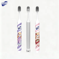 Brosse à dents à poils doux avec logo personnalisé et dentifrice intégré, tête large pour un nettoyage en profondeur, kit avec étui pour la maison