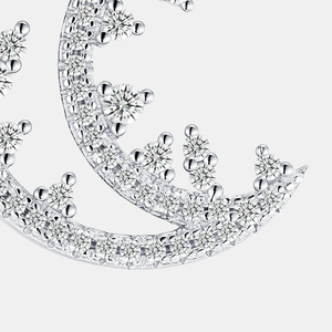 Collier en argent sterling 925 avec moissanite, motif lune et montagne, design semi-circulaire, minimaliste, tendance, pour fiançailles et mariage, pour femme - Product Image 5