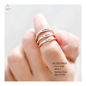 <span class=keywords><strong>Bague</strong></span> en acier inoxydable plaqué or, tendance, personnalisée, <span class=keywords><strong>gravure</strong></span> de lettres anglaises, photo, cadeau de <span class=keywords><strong>mariage</strong></span> ou de fiançailles pour femme - Product Image 1
