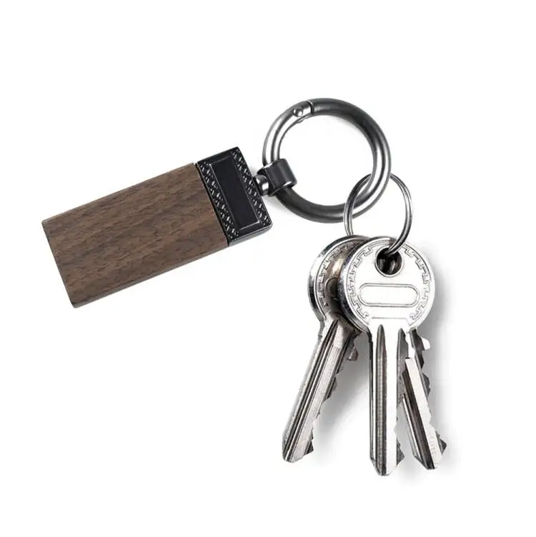 Gantungan kunci/gantungan kunci logo kustom persegi panjang kayu