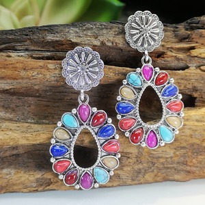 Orecchini Vintage a Goccia con Dettagli in Pietra Colorata, Accessori di Moda in Stile Retrò per Donne - Product Image 3