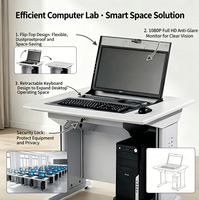 Service de fourniture tout-en-un pour salles informatiques scolaires : Table d'ordinateur pour salle de formation avec moniteur LCD relevable pour un seul élève
