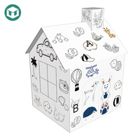 Maison de jeu en carton personnalisable pour enfants, maisonnette avec montage facile, 48x43x60cm, colorable - Marque WOW