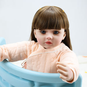 Yüksek Simülasyonlu 60cm Büyük Boy Reborn Bebek Kız, Köklendirilmiş Uzun Saçlı, Sarılabilen Yumuşak Gövdeli Bebek, 24 inç Gerçekçi Yenidoğan Bebek - Product Image 2