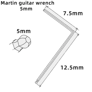 Clé à molette Wosion Martin 5 mm, clé spéciale pour <span class=keywords><strong>guitare</strong></span> acoustique, version étendue, clé à 6 pans pour le réglage du manche. - Product Image 2