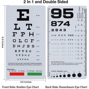 Carta doppia faccia Snellen e <span class=keywords><strong>Rosenbaum</strong></span> carta 2 Pack robusto strumento di Test di visione tascabile in plastica per medici e uso domestico - Product Image 2