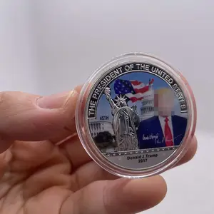 Artesanato do metal 2024 DonaldTrump EUA Trumb Águia americana lembrança prata dólar coleção moedas com caso