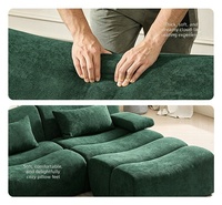Ensemble de canapé en velours en forme de L sur mesure, avec chaise longue, style Wabi-sabi, moderne et minimaliste, compressé sous vide et emballé en rouleau