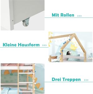 Bunk <strong>Bed</strong> With Ladder and Large Drawers,For 2 Children With Fall Protection and 2 Slatted Frames,<strong>Pine</strong> Children's <strong>Bed</strong> - Product Image 6