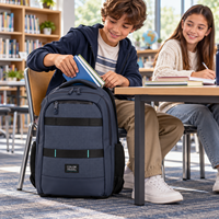 Sac à dos scolaire pour enfants 20,5 L, deux compartiments, sac à livres en PU recyclé, organisateur, bretelles rembourrées, réfléchissant, logo personnalisé, pour les enfants de 6 à 12 ans