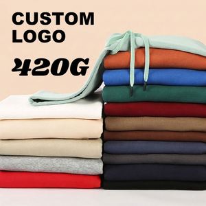 Sudadera con Capucha Unisex Huacotton Silver 420G, Forrada de Felpa, Bordada, ODM, Manga Larga, Color Sólido, para Parejas, Venta al Por Mayor - Product Image 3