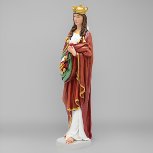 Statue religieuse de Sainte Élisabeth d'Hongrie de 4 pieds, design artistique peint à la main, décoration intérieure, image de foi chrétienne catholique en résine - Product Image 4