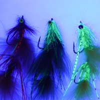 Mouches artificielles Flash Rubber Leg Fly Fishing, type Circus Peanut Streamer articulé, pour la pêche à la truite, au black-bass, au shad, aux vairons, en eau douce et en eau salée.