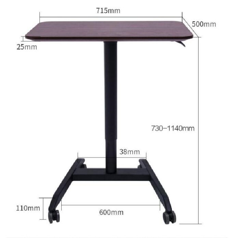Pneumatic Desk Height Adjustable Laptop Table with Wheels Mobile Standing Desk