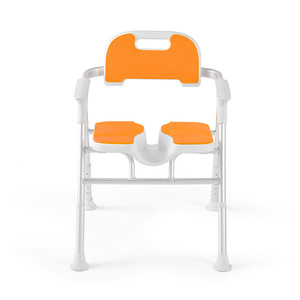 Ryusei Chaise de salle de bain pliable en alliage d'aluminium, chaise de douche antidérapante pour personnes âgées, handicapées, enceintes, 48 cm de large, 36 cm de long, orange - Product Image 2