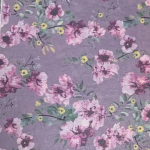 Custom Printing Service Polyester Material Mesh Fabric Fashion Puerple Flower Pattern Color Knitted For Clothes