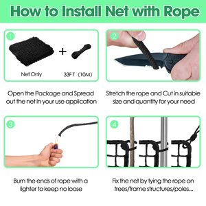 Filet d'entraînement de golf, filet de frappe pour balles de golf, filet de sport en nylon robuste, filets de protection, filet à balles DIY, filet de baseball, filet de hockey - Product Image 3