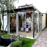 Porte pliante moderne pour patio, cadre en alliage d'aluminium, double vitrage, pliage fluide, pour terrasse, jardin, complexe hôtelier, utilisation en projet de construction extérieure