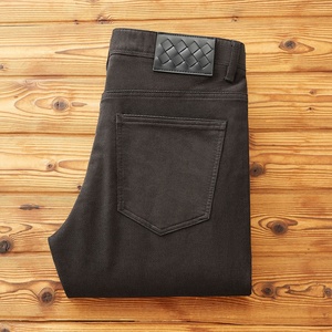 Celana Panjang Pria Musim Gugur Musim Dingin, Bahan Katun Rajut Stretch Pola Tekstur Mewah, Berat, Pinggang Sedang, Klasik Lima Kantong - Product Image 4