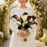 Buket Pengantin Mewah Zhiwu Bunga Tulip & Calla Lily Buatan dari Plastik Lembut Buatan Tangan Realistis untuk Dekorasi Pernikahan & Fotografi