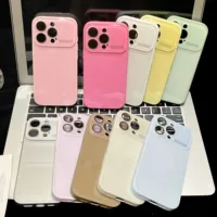 Coque de téléphone antichoc avec grande fenêtre en verre cristal pour iPhone 16 15 14 13 12 11 Pro Max, couleur bonbon, protection intégrale